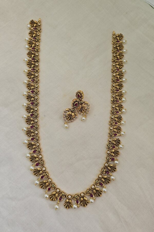 Gold replica antique haram with back chain