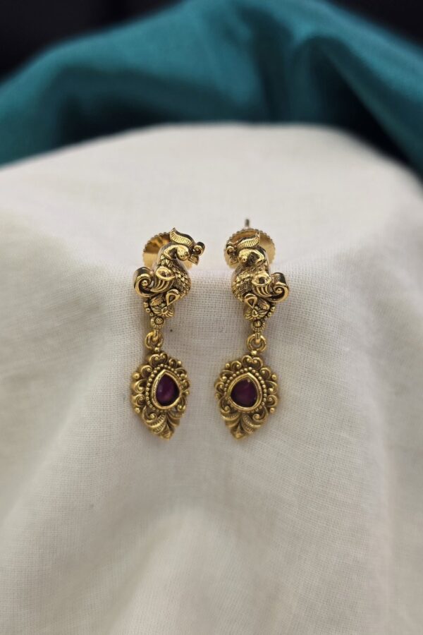 Peacock Ruby drops earring