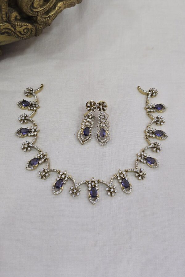 Simple purple Victorian neckset with back chain