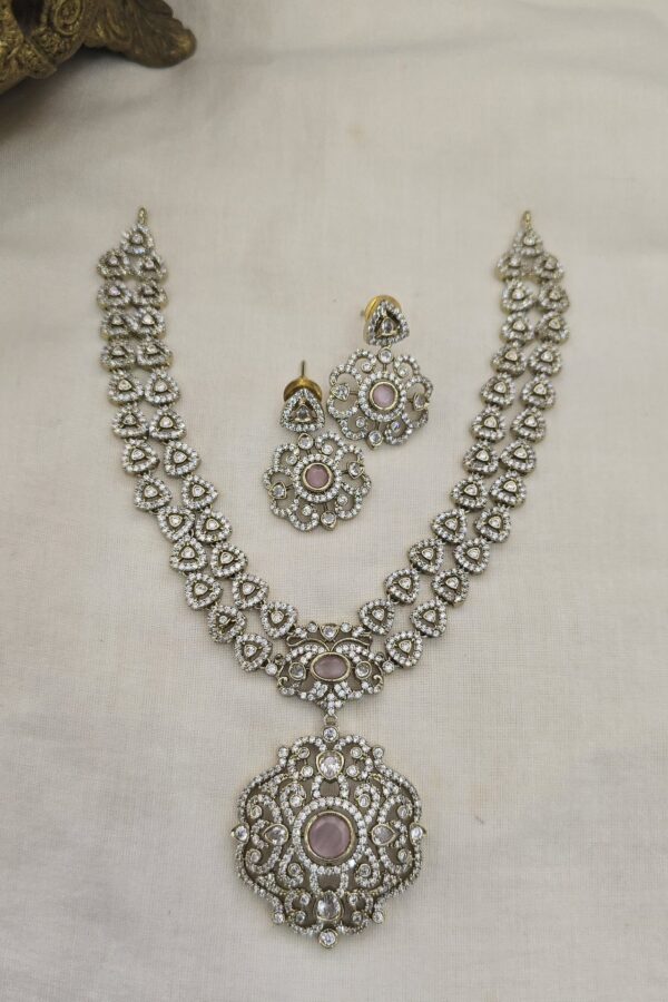 Victorian double Layer pink neckset with backchain