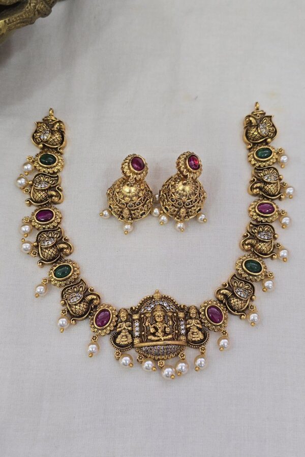 Gold replica antique neckset with back chain