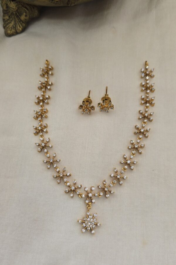 Full white Diamond replica neckset with back chain