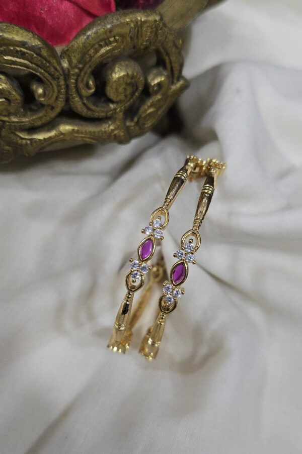 Minimal bangle with Ruby & white stones