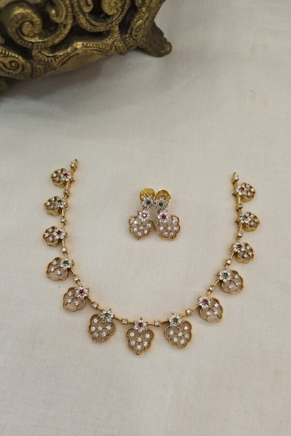 Diamond replica neckset with back chain