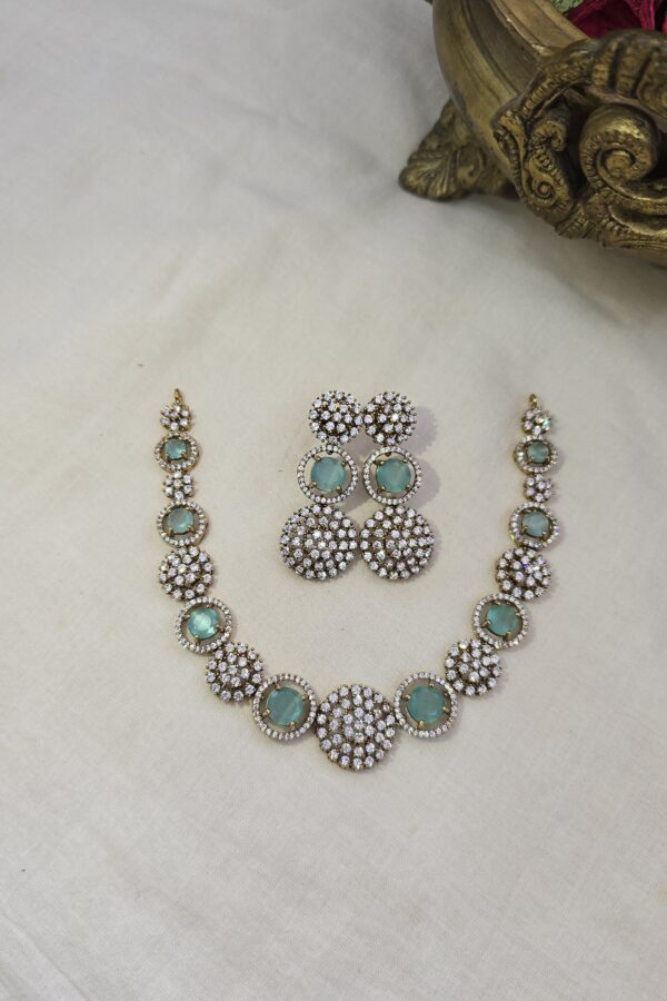 Victorian mehandi finish neckset with back chain
