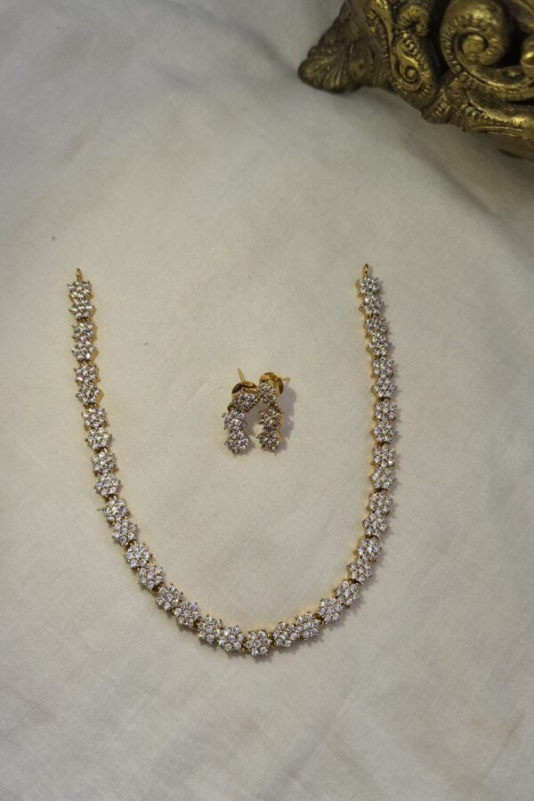 Diamond replica Full white stone nectset with back chain