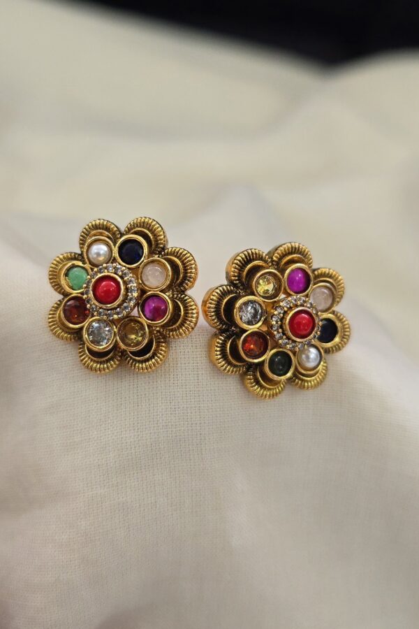 Gold replica navarathna stud