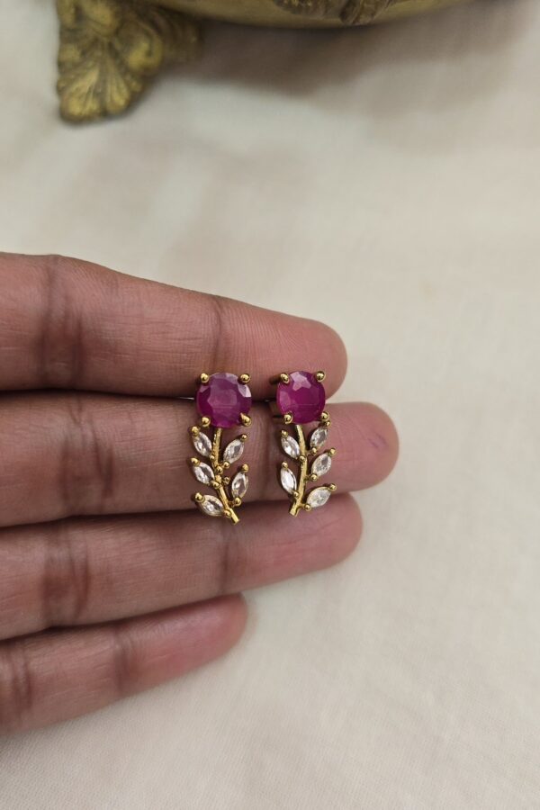 Ruby &  white stone stud