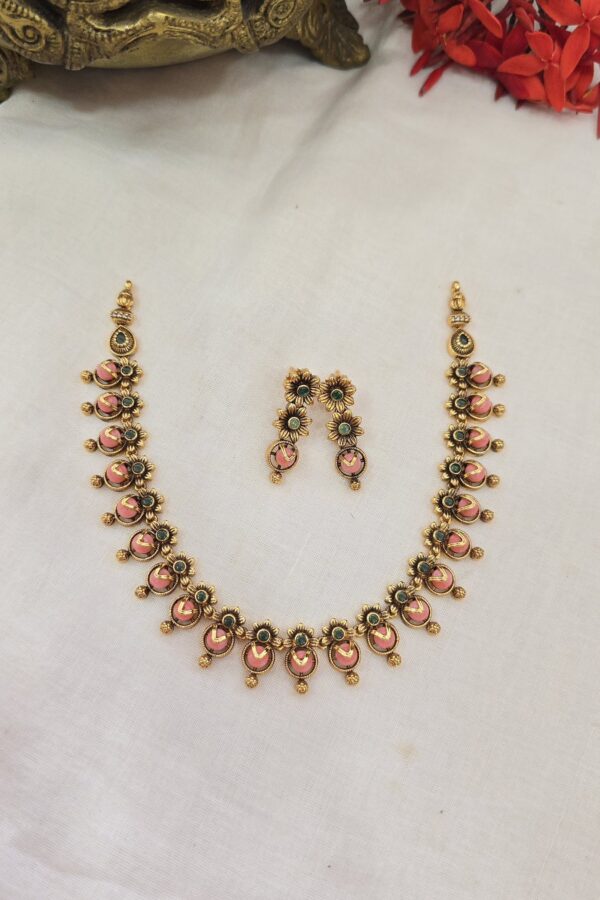 Antique peach pear set with back chain