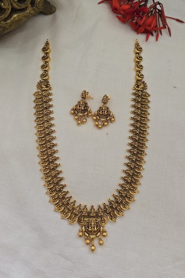 Beautiful gold replica antique haram with back chain