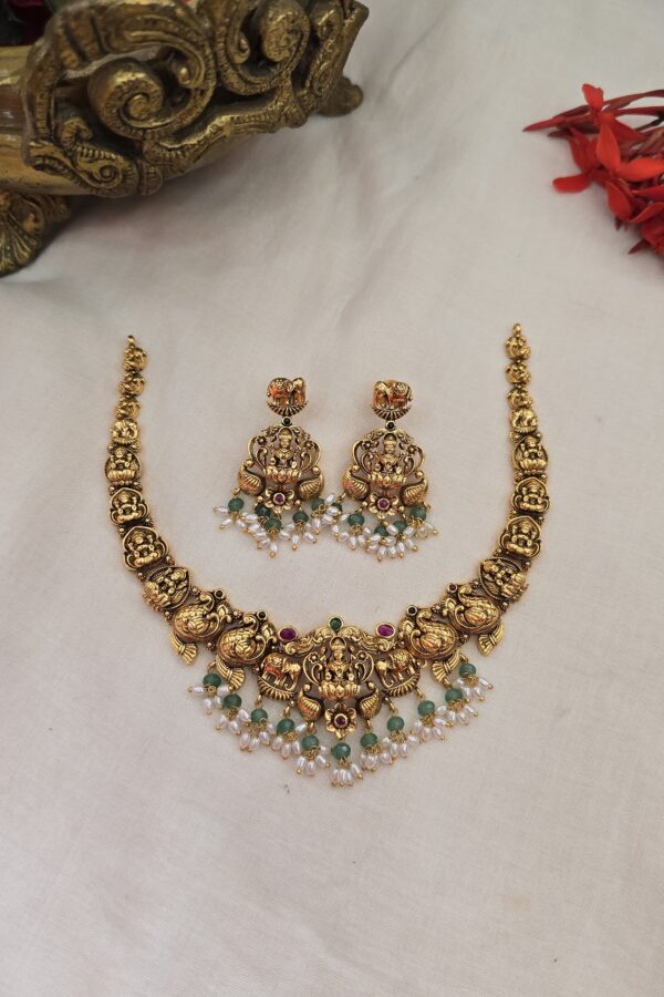 Gold replica Antique neckset with back chain