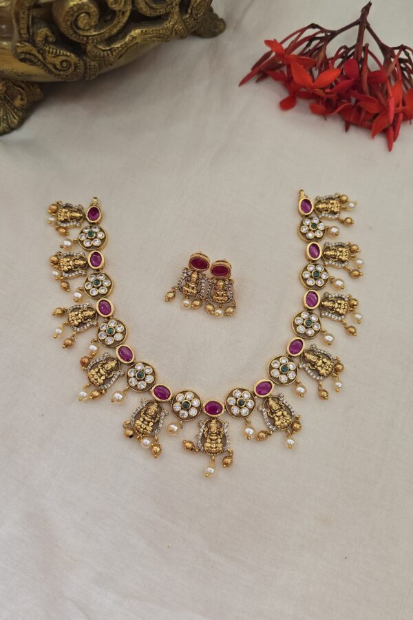 Gold replica antique neckset with back chain