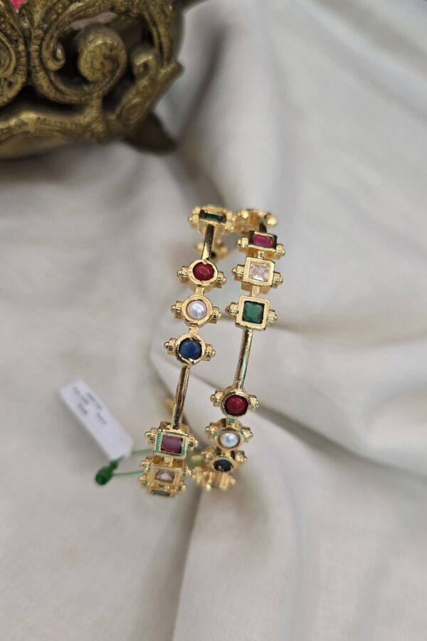 Beautiful gold replica Navarathana stone bangle