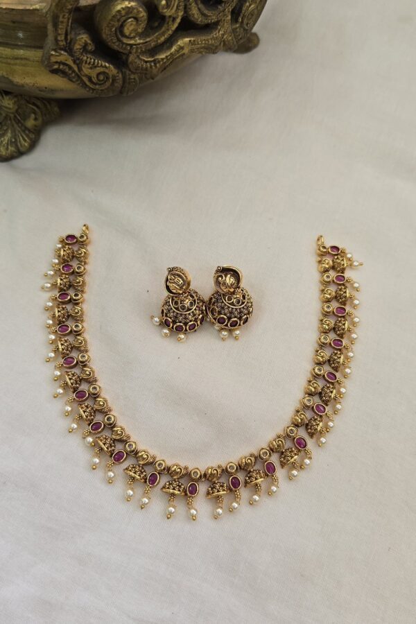 Beautiful gold replica antique neckset with backchain